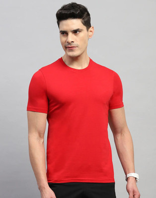 MH MOGHAHILLS Solid Men Round Neck Red T-Shirt