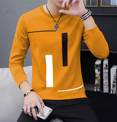 Tees Collection Boys Typography, Printed Cotton Blend Regular T Shirt(Yellow, Pack of 1)