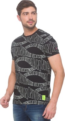 BEING HUMAN Typography Men Round Neck Black T-Shirt