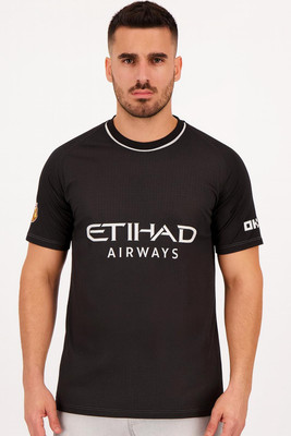 UNIQ Printed Men Polo Neck Black T-Shirt