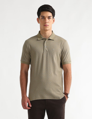 ARROW Self Design Men Polo Neck Brown T-Shirt