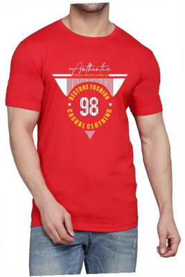 WOOSTRO Graphic Print Men Round Neck Red T-Shirt