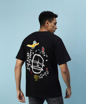 Veirdo Printed, Typography Men Round Neck Black T-Shirt