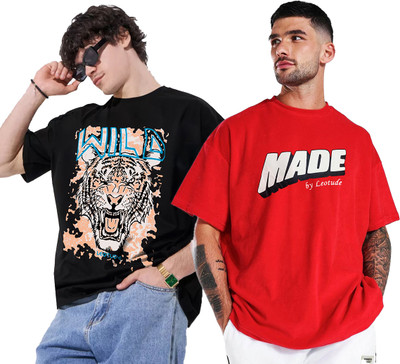 Leotude Printed Men Round Neck Multicolor T-Shirt