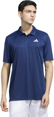ADIDAS Graphic Print Men Polo Neck Blue T-Shirt