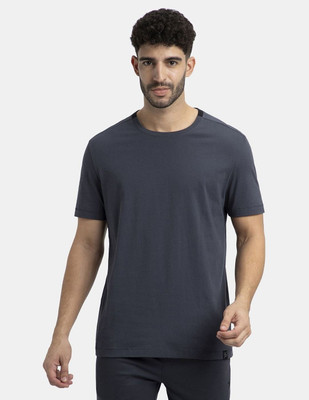 JOCKEY Solid Men Round Neck Grey T-Shirt