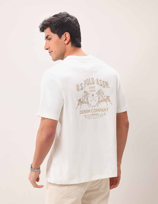 U.S. POLO ASSN. Graphic Print Men Round Neck White T-Shirt