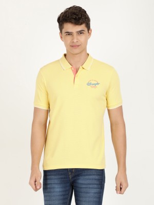 Wrangler Solid Men Polo Neck Yellow T-Shirt