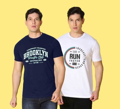 WOOSTRO Printed Men Round Neck Multicolor T-Shirt