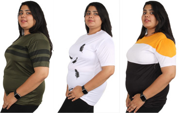 Oishee Printed Women Round Neck Multicolor T-Shirt