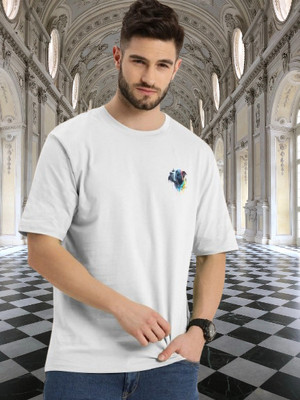 Dark Drive Printed Men Round Neck White T-Shirt