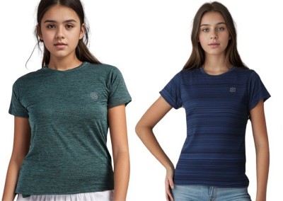 ND Solid Women Round Neck Dark Blue, Dark Green, Black T-Shirt