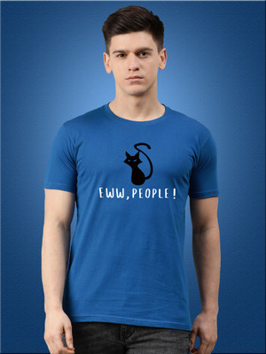 UNSULLY Printed Men Round Neck Blue T-Shirt