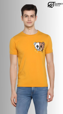 Quirky Trails Graphic Print Men Round Neck Yellow T-Shirt