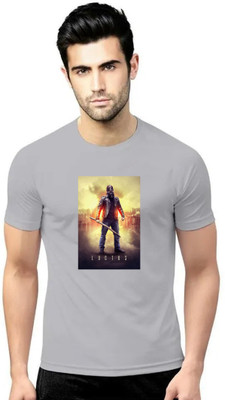 LV CARE Printed Men Round Neck Grey T-Shirt