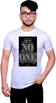 KRYONIX Printed, Typography Men Polo Neck White T-Shirt