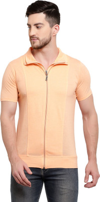 Adorbs Trend Solid Men Polo Neck Beige T-Shirt
