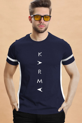 TRIPR Printed Men Round Neck Navy Blue T-Shirt