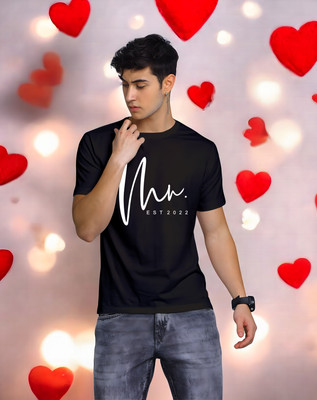 Triptee Printed Men Round Neck Black T-Shirt