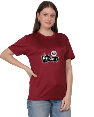 HouseOfCommon Graphic Print Women Round Neck Maroon T-Shirt