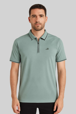 Sportz Fit Solid Men Polo Neck Green T-Shirt
