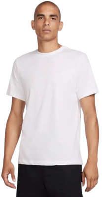 Attirea Solid Men Round Neck White T-Shirt