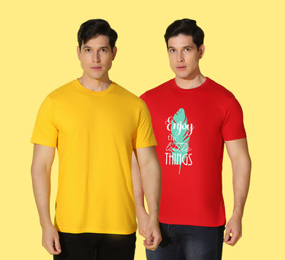 WOOSTRO Typography, Solid Men Round Neck Multicolor T-Shirt