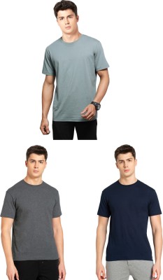 JOCKEY Solid Men Round Neck Green, Grey, Dark Blue T-Shirt