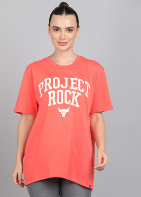 UNDER ARMOUR Typography Women Round Neck Red T-Shirt