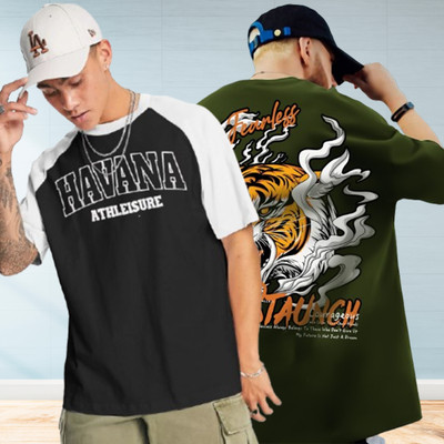 Jump Cuts Printed Men Round Neck Reversible Multicolor T-Shirt