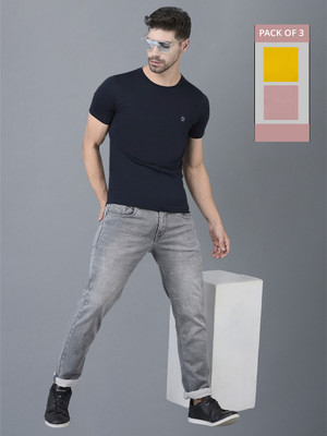 Dollar Solid Men Round Neck Multicolor T-Shirt