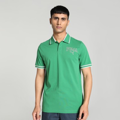 PUMA Printed Men Polo Neck Green T-Shirt