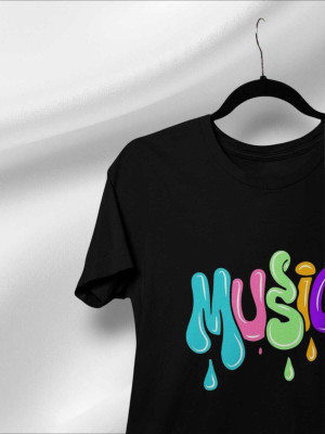 PD CLORI Solid Women Round Neck Black T-Shirt