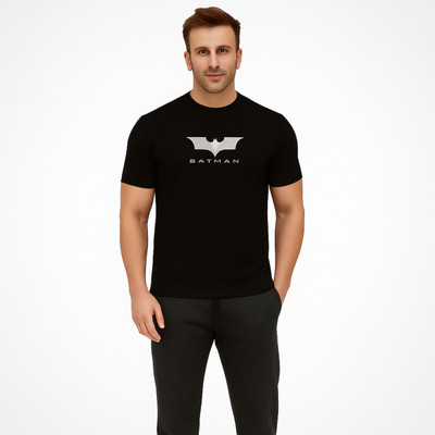 B S Trendy Collection Printed Men Round Neck Reversible Black T-Shirt