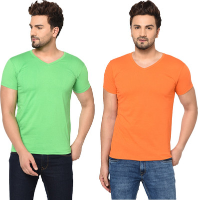Tresna Fab Solid Men V Neck Multicolor T-Shirt