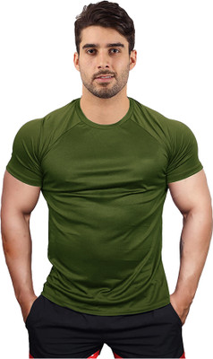 UDI n ADI Solid Men Round Neck Dark Green T-Shirt