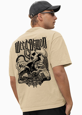 Pronk Printed, Typography Men Round Neck Beige T-Shirt