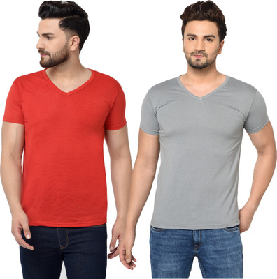 Adorbs Trend Solid Men V Neck White T-Shirt