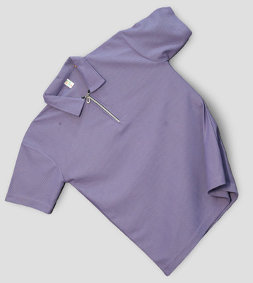 NB NICKY BOY Self Design Men Zip Neck Purple T-Shirt