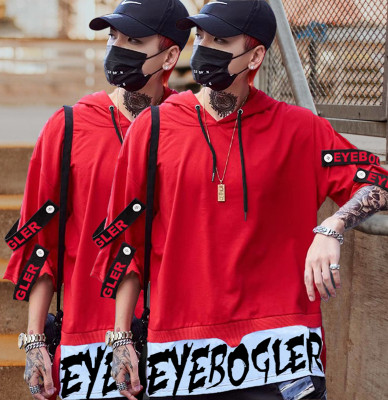 EyeBogler Printed Men Hooded Neck Red T-Shirt