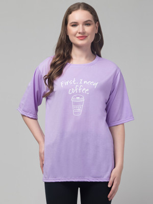 Kulfi Printed Women Round Neck Purple T-Shirt