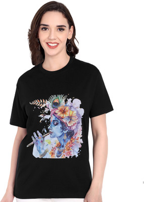 ALENTRA Solid Women Round Neck Black, Multicolor T-Shirt