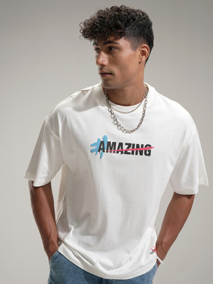 HIGHLANDER Printed Men Round Neck White T-Shirt