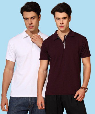 METRONAUT Solid Men Polo Neck Multicolor T-Shirt