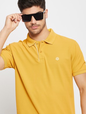 UNIBERRY Solid Men Polo Neck Yellow T-Shirt