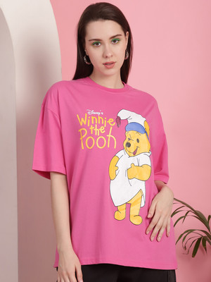 DreamBe Printed Women Round Neck Pink T-Shirt