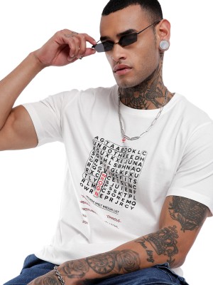 WROGN Printed Men Round Neck White T-Shirt