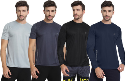 FTX Solid Men Round Neck Multicolor T-Shirt