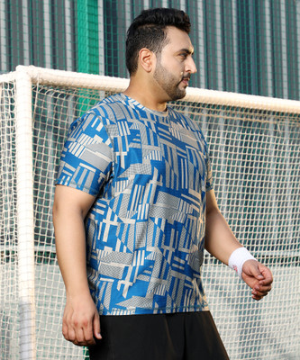 Instafab Plus Printed Men Crew Neck Blue T-Shirt