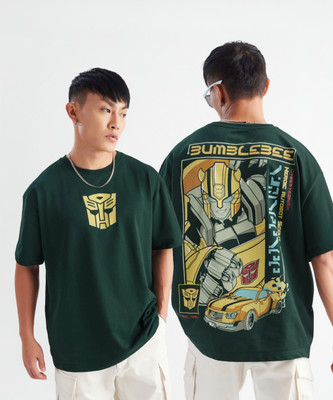 The Souled Store Printed Men Round Neck Green T-Shirt